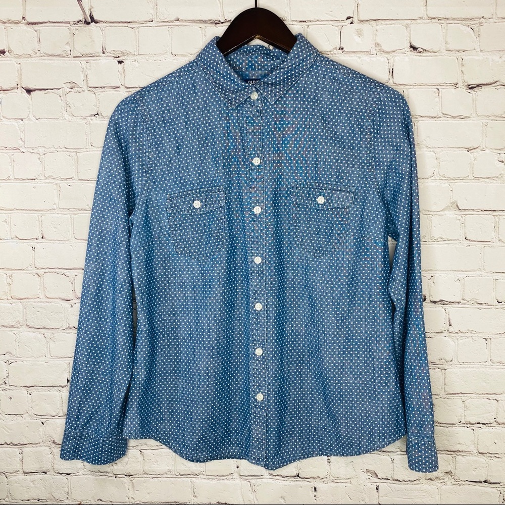 Old Navy Women’s Button Down Jean Polka Dot Top M